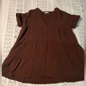Women’s promesa blouse top small brown with pockets
